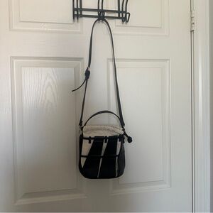 Zara Black and Cream Bucket Crossbody Bag